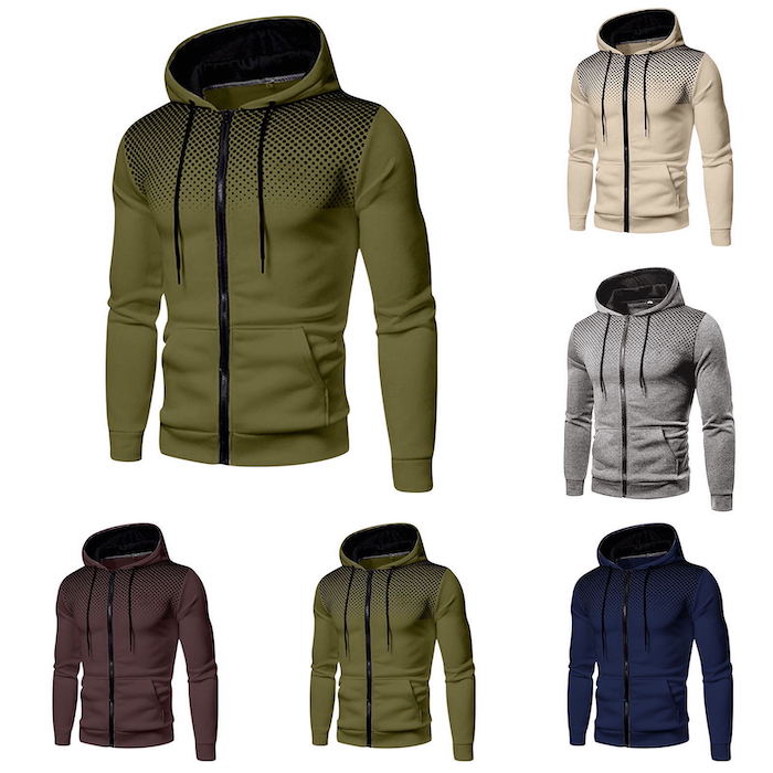 Camisa esportiva casual com zíper masculina, moletom de outono e inverno para homens