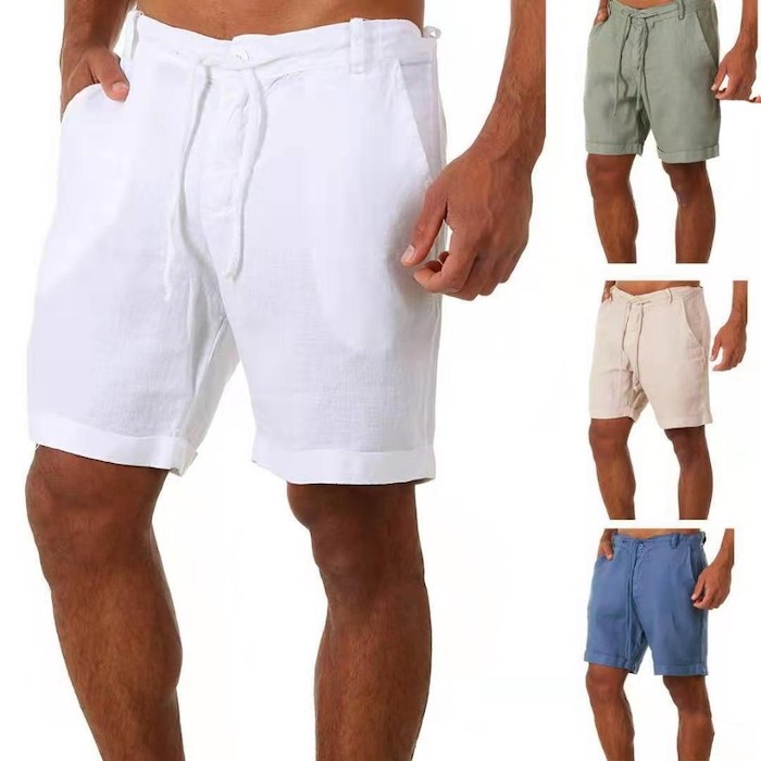 Nova cor sólida calças de moletom com renda shorts masculinos calças casuais
