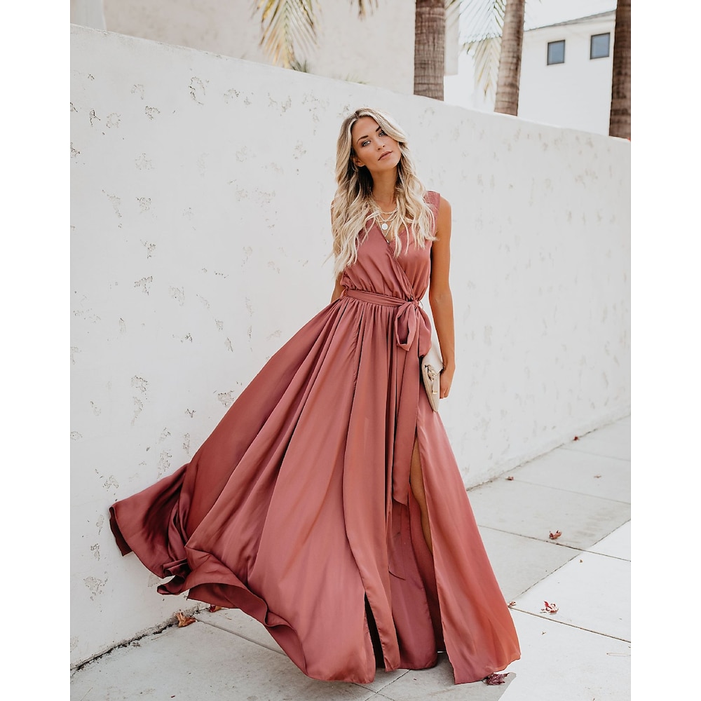 Vestido longo feminino estilo swing