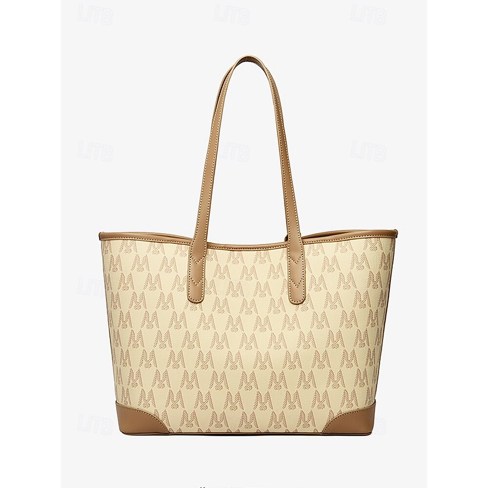 Bolsa Tote Durável Feminina com Estampa de Orelha de Coelho e Pingente de Pato Bolsas Bege