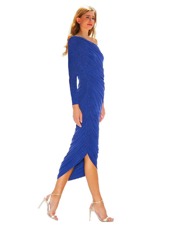 Vestido feminino prata plissado ombro oblíquo novo vestido de noite pendurado no chão