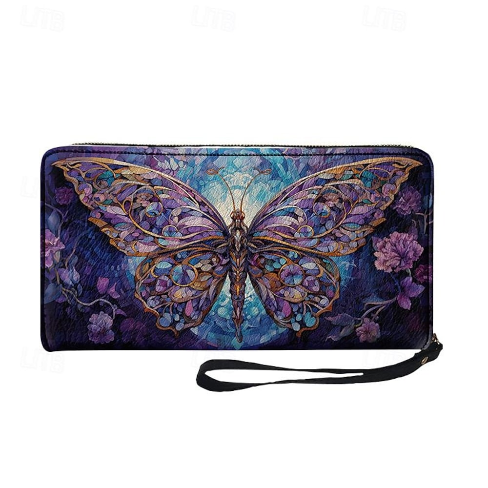 Carteira feminina porta-moedas porta-cartão de crédito carteira de couro PU compras diárias