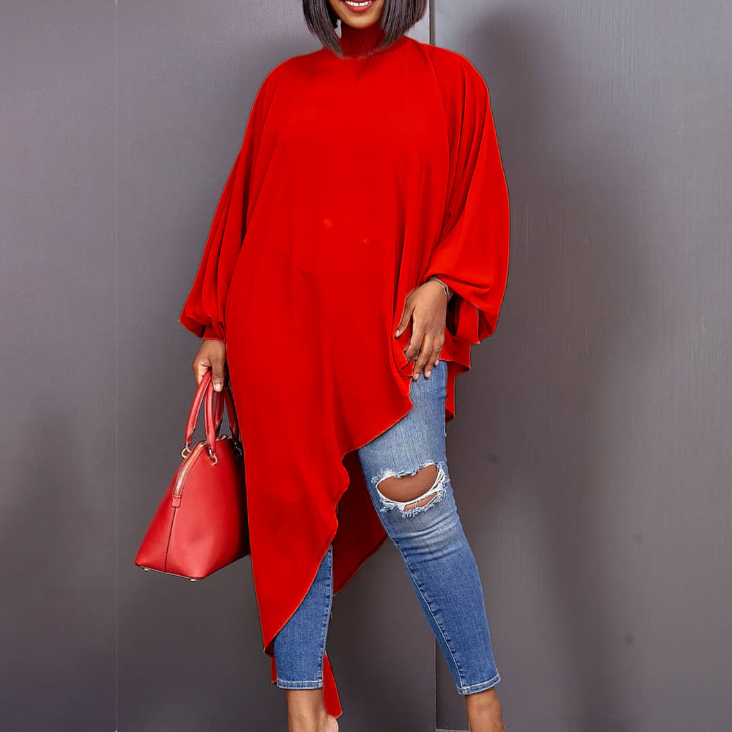 D239 Vestido vermelho assimétrico transparente