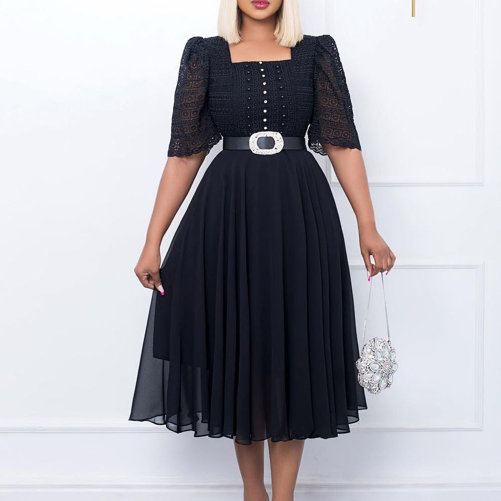 D280 Vestido feminino temperamento vestido de noite oco elegante vestido plus size